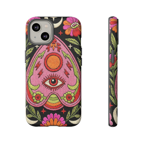 Evil Eye Phone Case Planchette Design, Goth Boho Aesthetic Floral iPhone Case