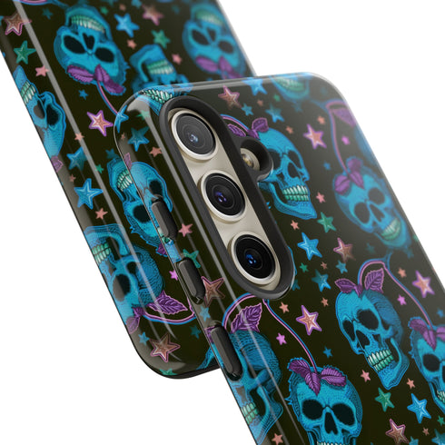 Skull Cherry Phone Case in Blue