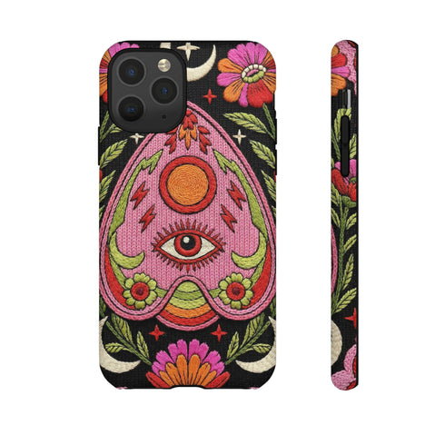 Evil Eye Phone Case Planchette Design, Goth Boho Aesthetic Floral iPhone Case
