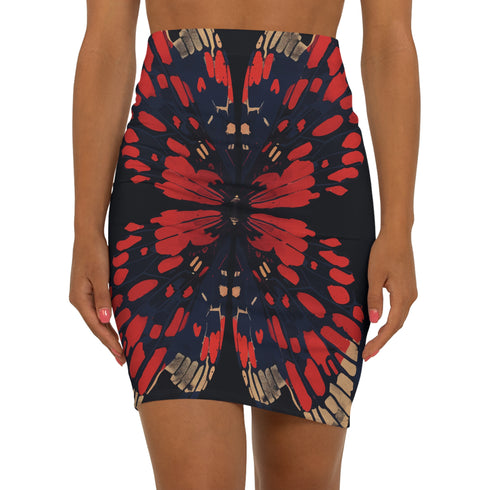Midnight Monarch Mini Skirt in Red
