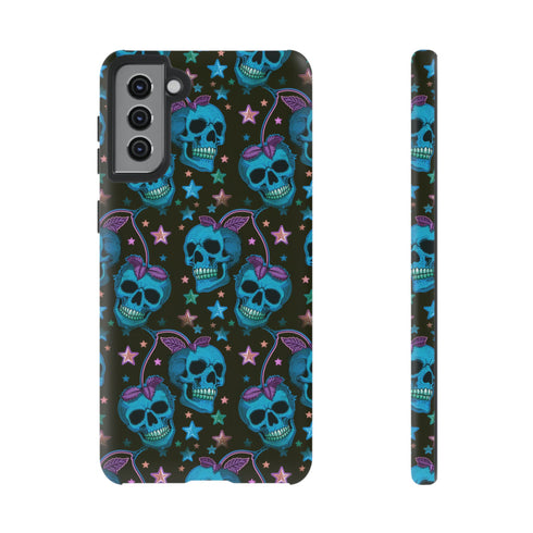 Skull Cherry Phone Case in Blue