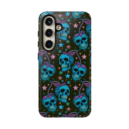 Skull Cherry Phone Case in Blue