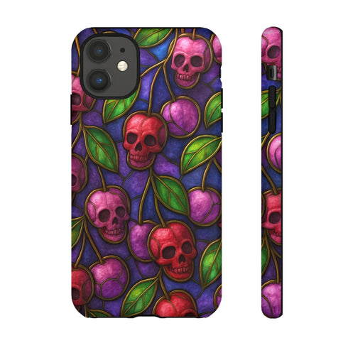 Stained Glass Cherry Skull Phone Case