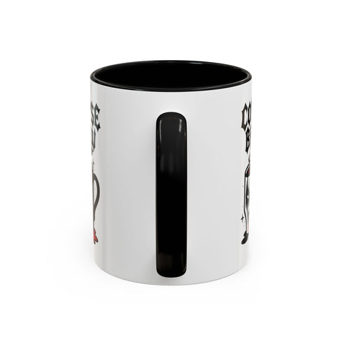 White ceramic coffee mug with “Corpse Brew” text and a spooky cartoon vampire face on a coffee pot. Available in black or orange handle and inner color variations. Standard 11 oz size. Glossy finish with a bold Halloween-inspired gothic design, perfect for horror fans, spooky coffee lovers, or goth kitchen aesthetics.