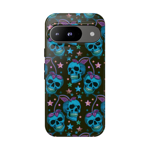 Skull Cherry Phone Case in Blue