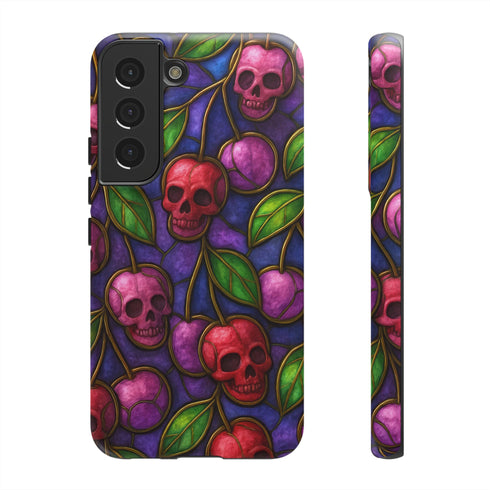 Stained Glass Cherry Skull Phone Case