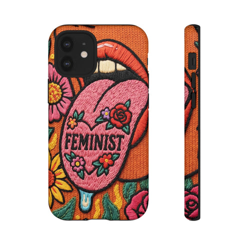 Feminist Tongue Faux Embroidery Phone Case