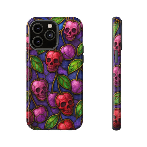 Stained Glass Cherry Skull Phone Case