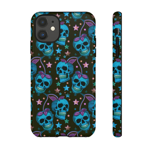 Skull Cherry Phone Case in Blue