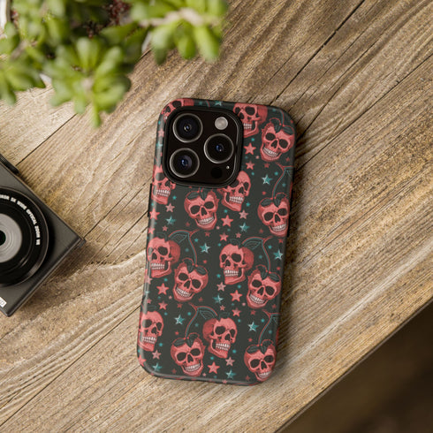 Pink Cherry Skull Phone Case