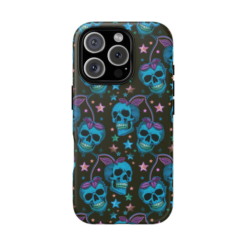 Skull Cherry Phone Case in Blue