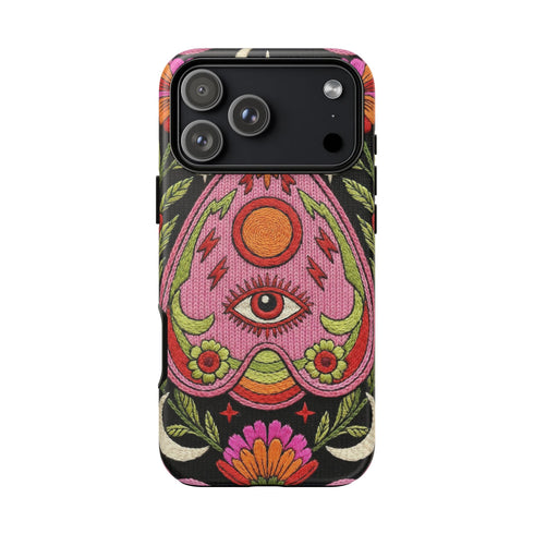 Evil Eye Phone Case Planchette Design, Goth Boho Aesthetic Floral iPhone Case