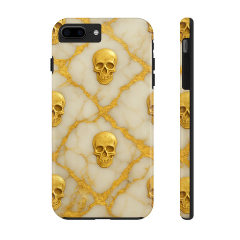 Marble Gold and White Skull Phone Case