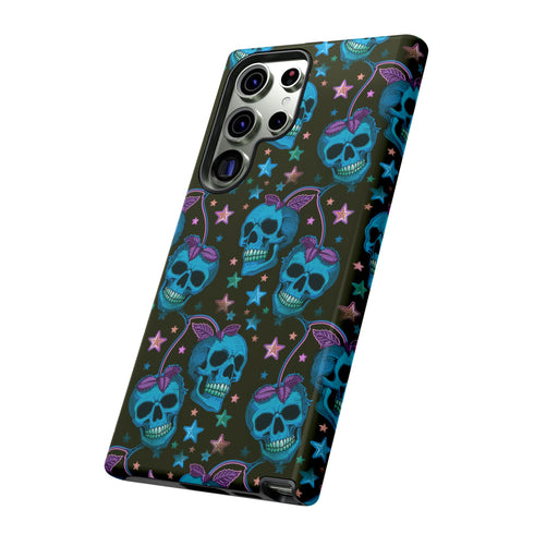 Skull Cherry Phone Case in Blue