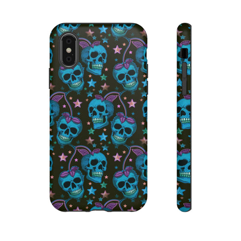 Skull Cherry Phone Case in Blue