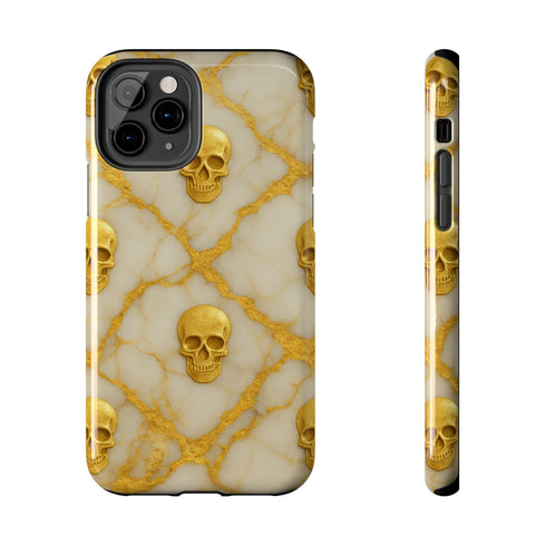 Marble Gold and White Skull Phone Case