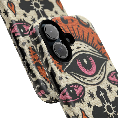 Gothic Faux Crochet Phone Case - Whimsigoth Evil Eye Skull Cover