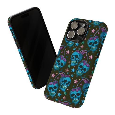 Skull Cherry Phone Case in Blue