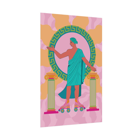 Greek Statue on Roller Skates Art Print