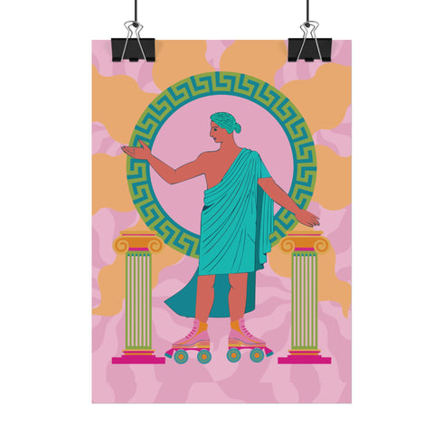 Greek Statue on Roller Skates Art Print