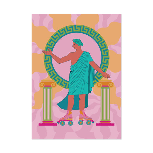 Greek Statue on Roller Skates Art Print