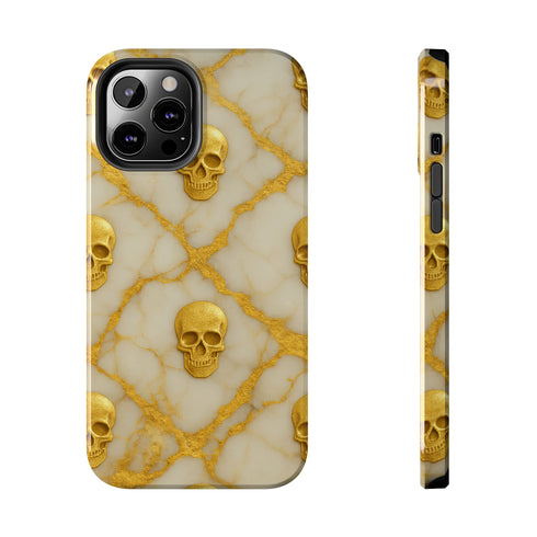 Marble Gold and White Skull Phone Case
