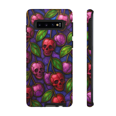 Stained Glass Cherry Skull Phone Case