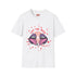 Black t-shirt featuring a surreal, psychedelic design centered on the chest. An open mouth with sharp vampire-like teeth and pink tongue dominates the image. Between the teeth, a hypnotic swirling pattern in rainbow colors leads to a single eyeball on the tongue. "EAT THE RICH" is written in white above the mouth. Red paint-like splatters surround the entire design, giving it a grungy, punk aesthetic. The shirt is from the "Honey Dazed" brand.
