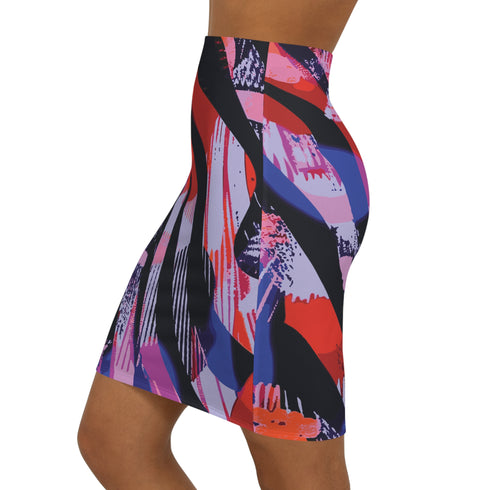 Chaos Fitted Mini Skirt in Red