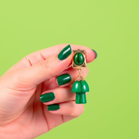 Malachite Mushroom Earrings