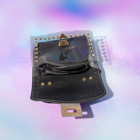 Midnight Gold Studded Satchel