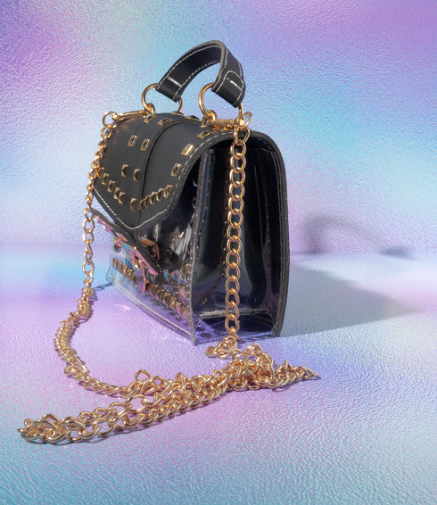 Midnight Gold Studded Satchel