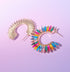 Rainbow Rhinestone Crescent Hoops