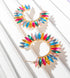 Rainbow Rhinestone Crescent Hoops