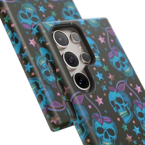 Skull Cherry Phone Case in Blue