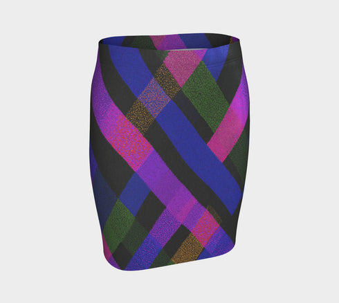 Glitch Grunge Tartan Plaid Mini Skirt with Body-Hugging Stretch