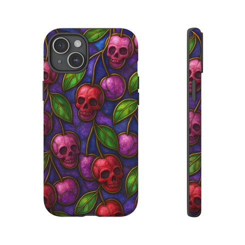 Stained Glass Cherry Skull Phone Case