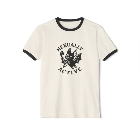Hexually Active Tee - Witchy Ringer Shirt With Bat Graphic