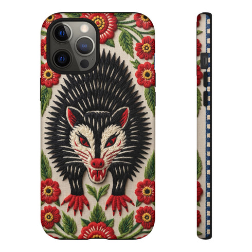 Angry Possum Faux Embroidery Phone Case