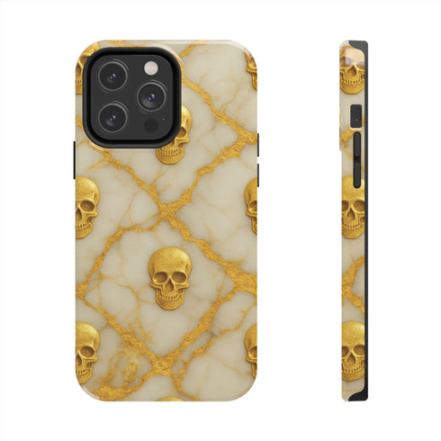 Marble Gold and White Skull Phone Case
