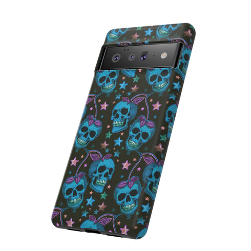 Skull Cherry Phone Case in Blue