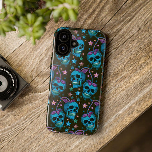 Skull Cherry Phone Case in Blue