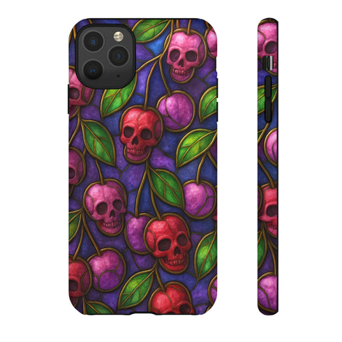 Stained Glass Cherry Skull Phone Case