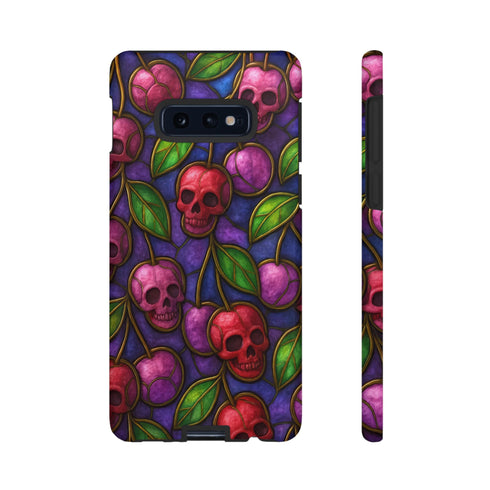 Stained Glass Cherry Skull Phone Case