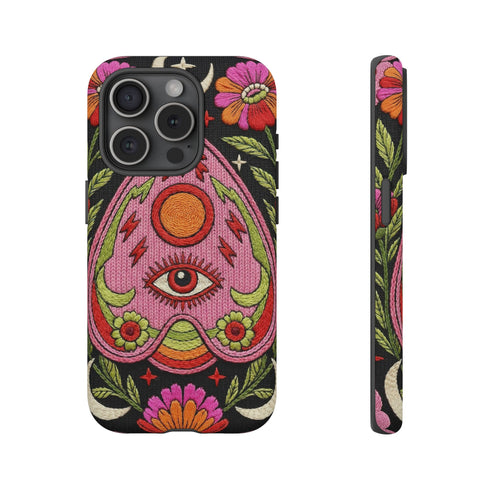 Evil Eye Phone Case Planchette Design, Goth Boho Aesthetic Floral iPhone Case