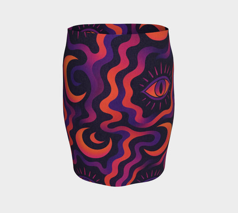 Psychedelic Eye & Moon Mini Skirt