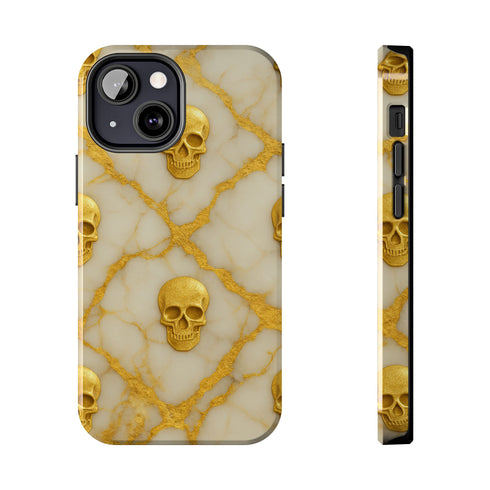 Marble Gold and White Skull Phone Case