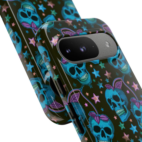 Skull Cherry Phone Case in Blue