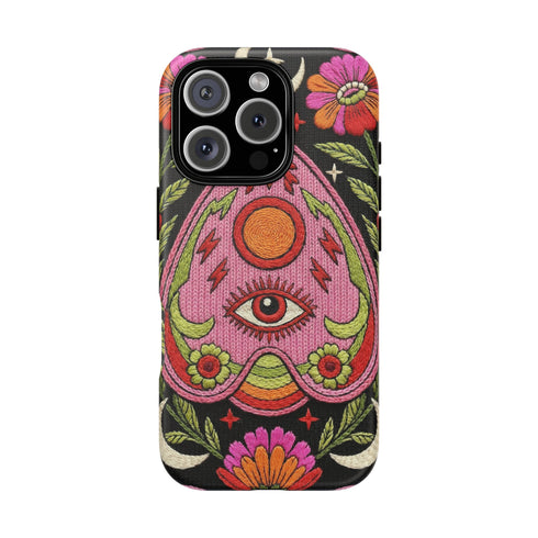 Evil Eye Phone Case Planchette Design, Goth Boho Aesthetic Floral iPhone Case