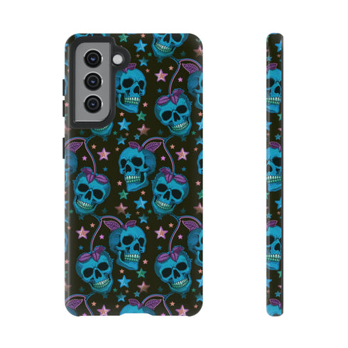 Skull Cherry Phone Case in Blue